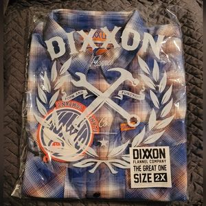 NWT Dixxon Flannel Co "Great One" Blue Orange Plaid Flannel Shirt Mens 2XL